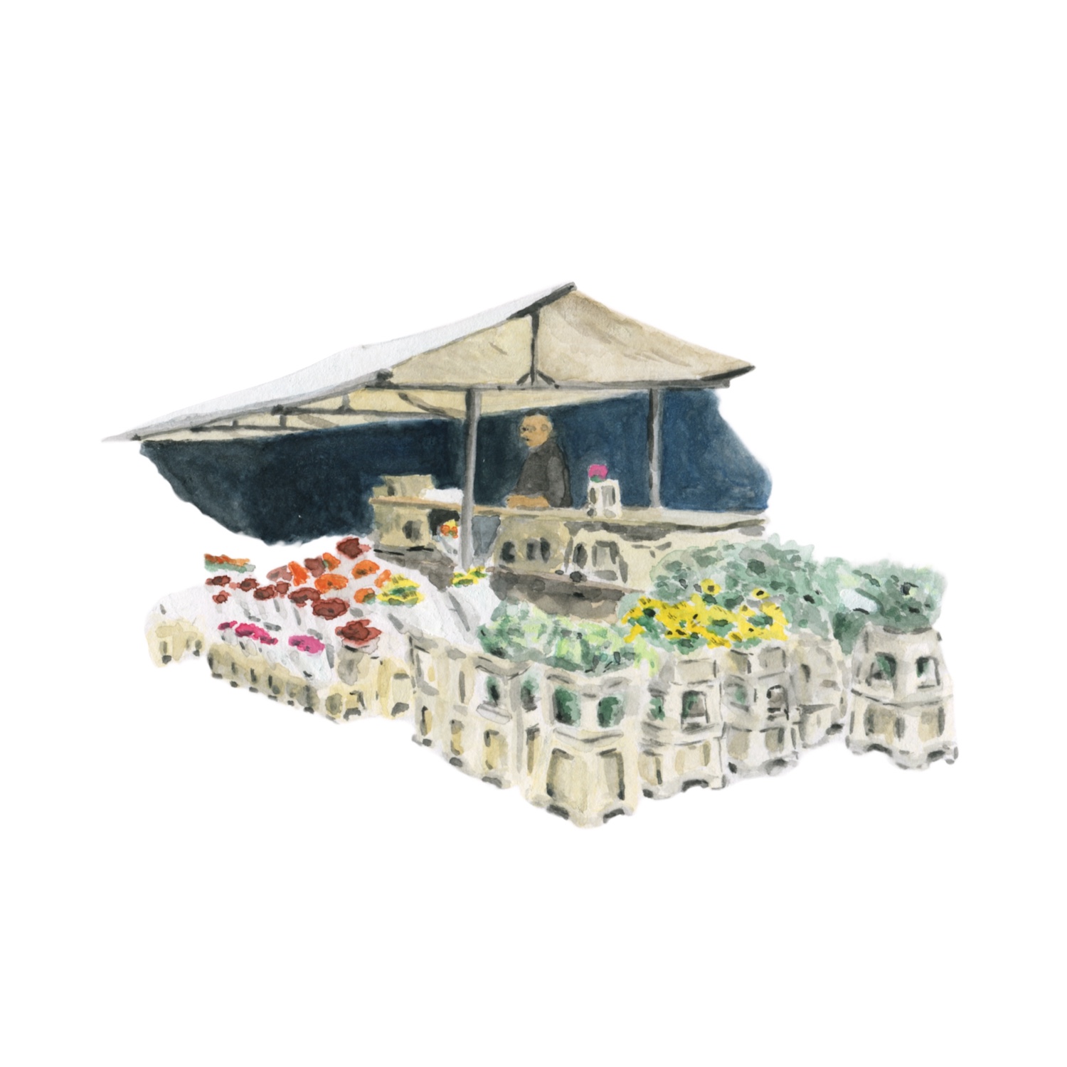 Watercolor Utrecht Flower Market
